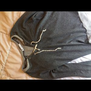 Gray V-neck sweater